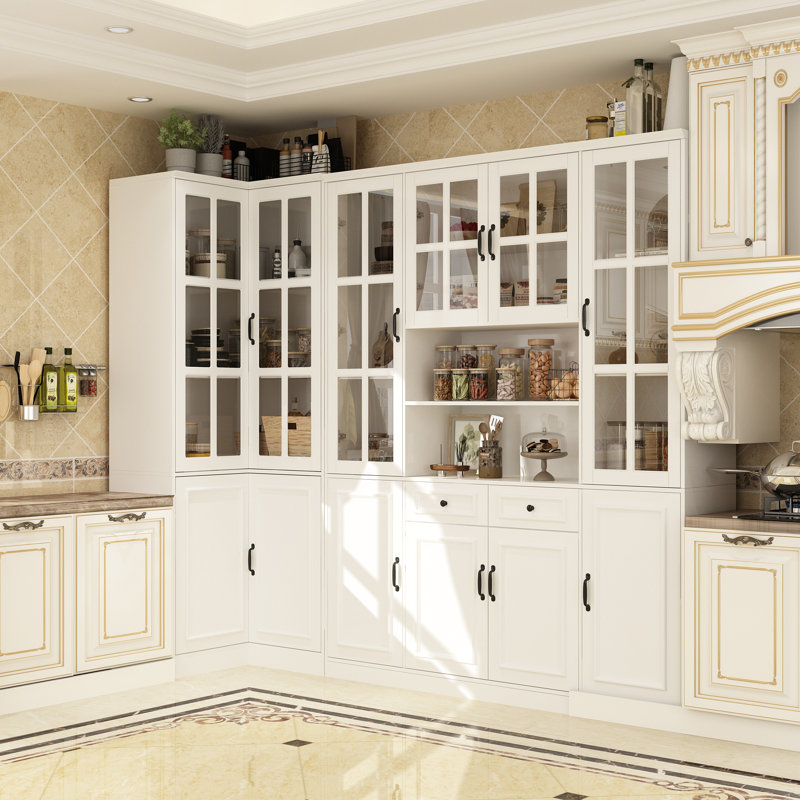 White shaker corner pantry cabinet sales